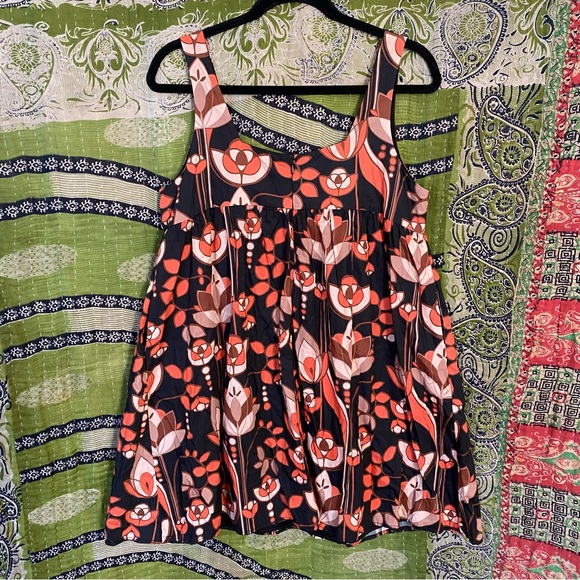Eva Franco x Anthropologie Black Floral Retro Mod Tent Min Dress Size Medium - Picture 11 of 16